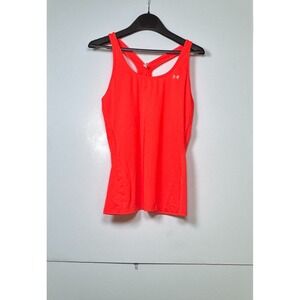 Under Armour HeatGear Fitted Tank Top Women Medium Orange Racerback Gym Training